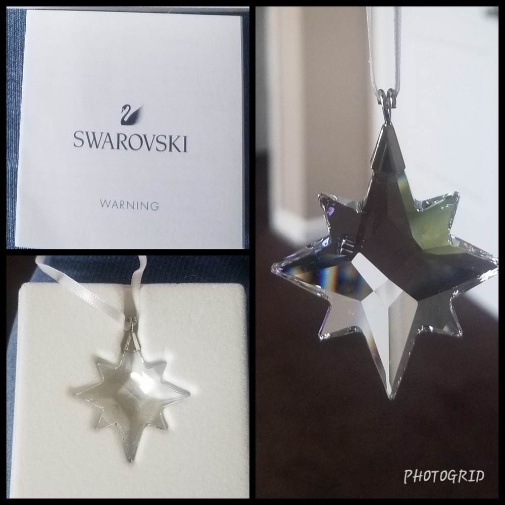 Mini crystal holiday ornament.